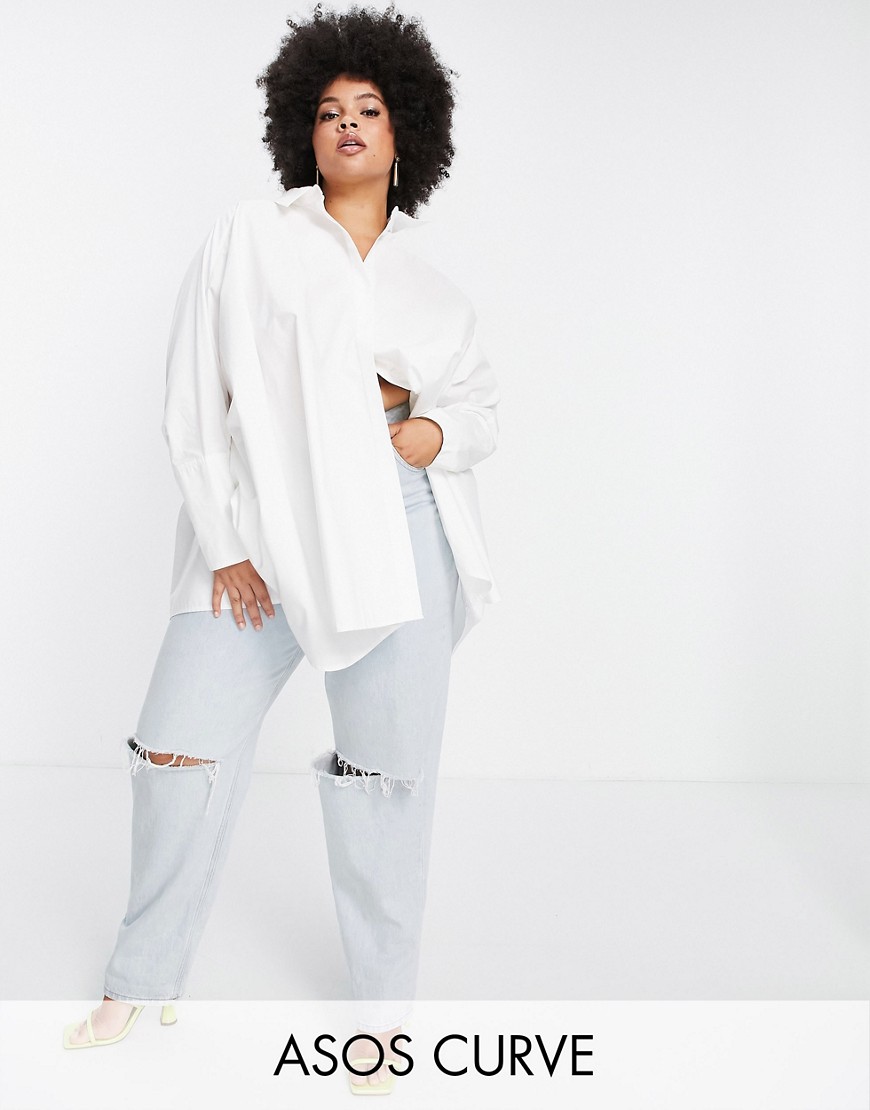 ASOS EDITION Curve oversized cotton shirt in white