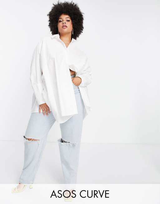 ASOS EDITION Curve oversized cotton shirt in white | ASOS