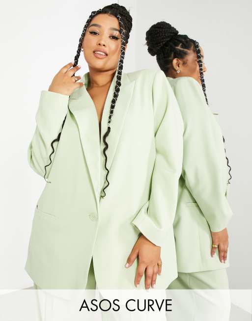 ASOS EDITION Curve oversized longline blazer in sage green