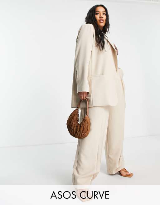 ASOS EDITION Curve oversized longline blazer and pant set in stone