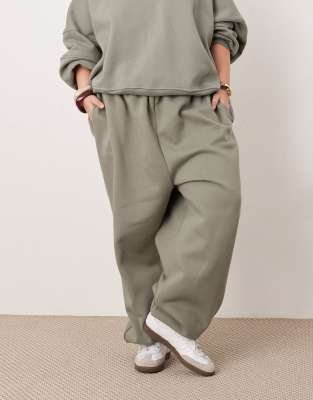 Asos Design Curve Oversized Premium Heavy Weight Sweatpants In Green