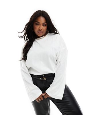 ASOS EDITION Curve oversized premium long sleeve t-shirt in white