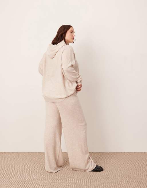 ASOS EDITION Curve – Premium – Beige, stickade byxor i kashmirmix, del av set, 2 av 5