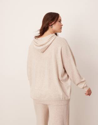 Asos Design Curve Premium Cashmere Blend Knit Hooded Sweater In White
