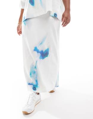 Asos Design Curve Premium Heavy Weight Textured Jersey Column Maxi Skirt In White