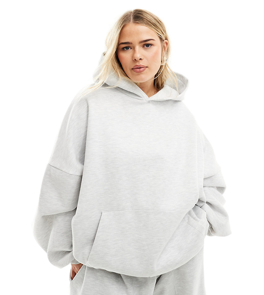 ASOS EDITION Curve premium oversized heavy weight hoodie in grey marl