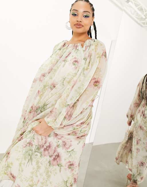 ASOS EDITION Curve Robe longue fleurs vintage en mousseline