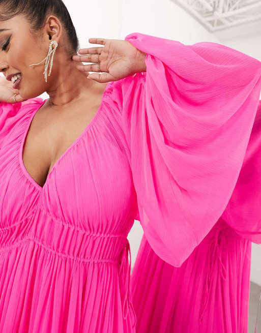 Hot pink store chiffon maxi dress