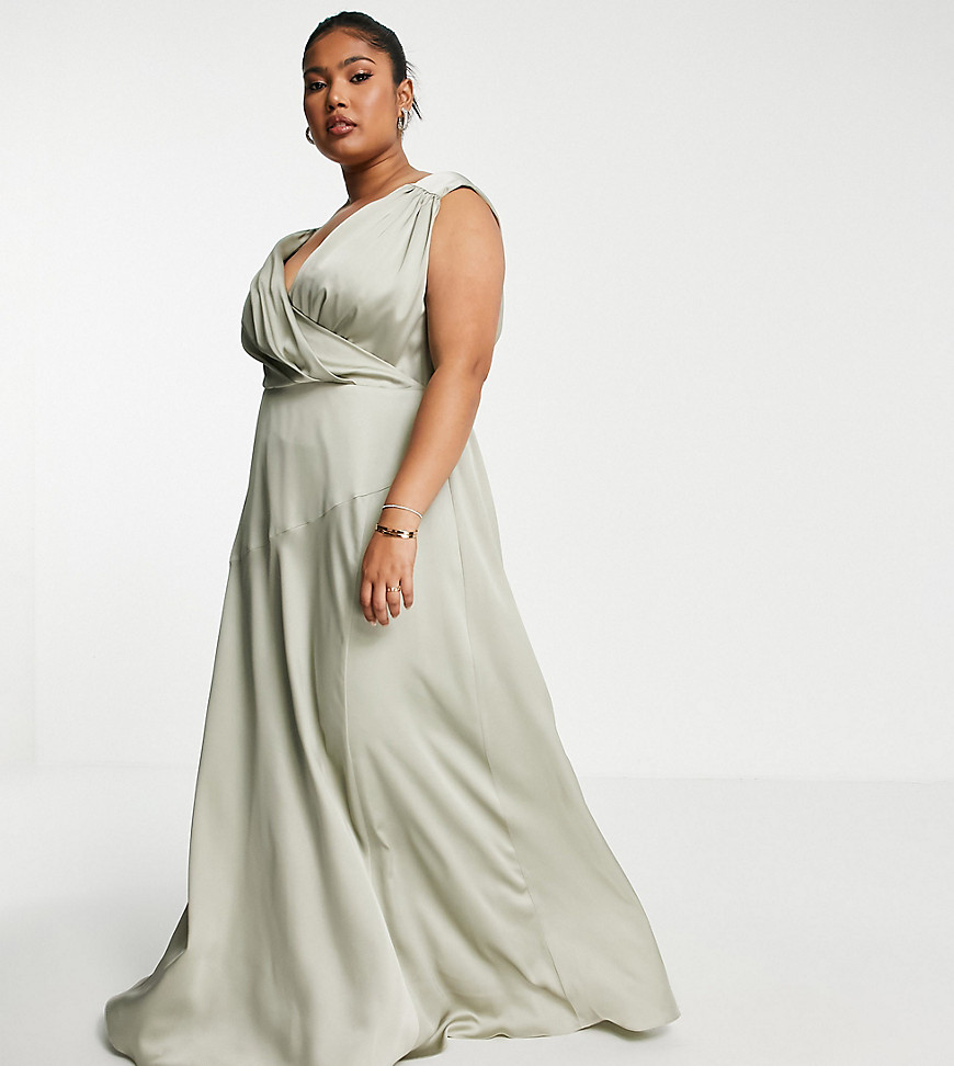 Plus-size dress by ASOS EDITION For that thing you have to go to Plunge neck Fixed-wrap bodice Zip back fastening Maxi length Regular fit