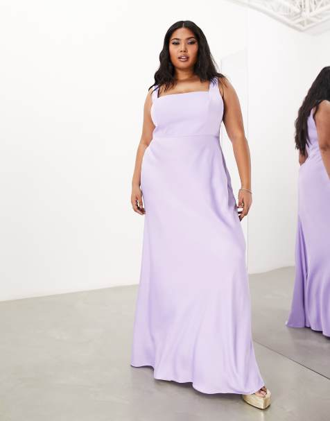 Hope & Ivy lace insert satin maxi dress in lilac floral