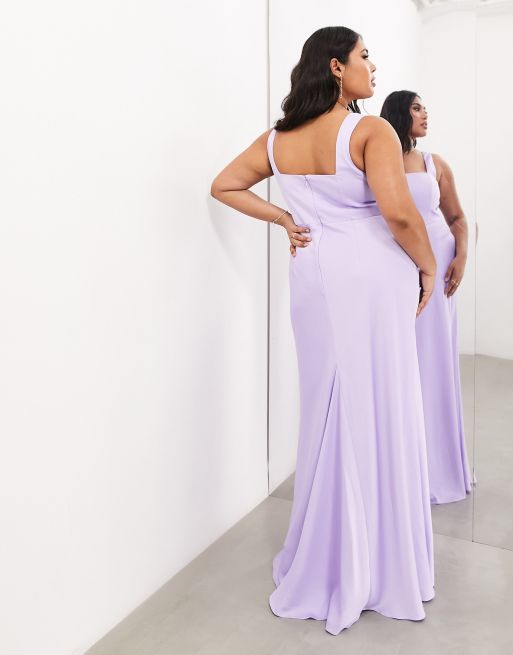 ASOS EDITION Curve satin square neck maxi dress in lilac