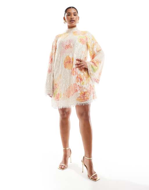 open lace back dress Vintage 60s Yellow & Orange Fringe Flapper Dress main image 0