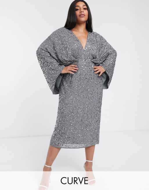 Asos sequin kimono deals midi dress