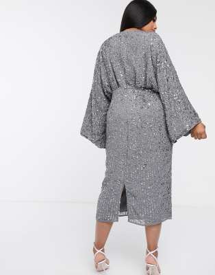 asos sequin kimono midi dress