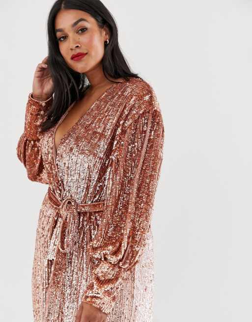 ASOS EDITION Curve sequin wrap midi dress | ASOS