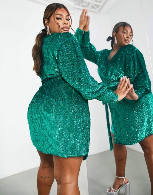 Teal green 2024 wrap dress