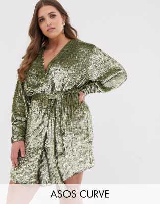 Asos sequin wrap dress hotsell