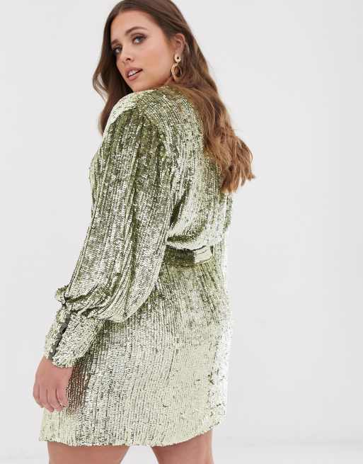 Asos edition sequin hot sale wrap mini dress