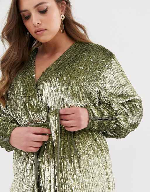 Asos edition sequin wrap mini outlet dress