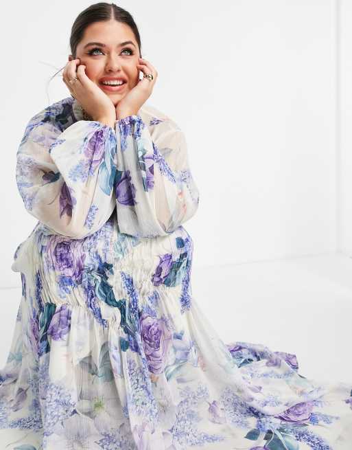 asos design shirred maxi dress in ditsy floral ASOS EDITION Curve shirred front maxi dress in floral print