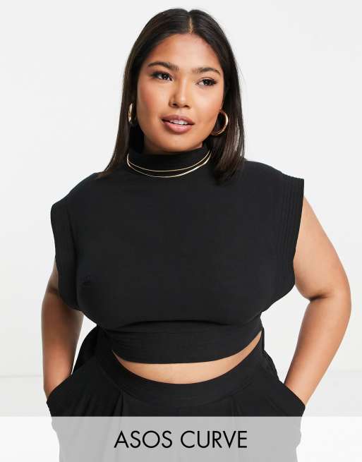 ASOS EDITION Curve sleeveless top with stitch detail in black ASOS