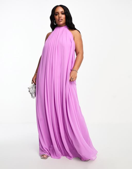 ASOS EDITION Curve statement chiffon sleeveless maxi dress in purple