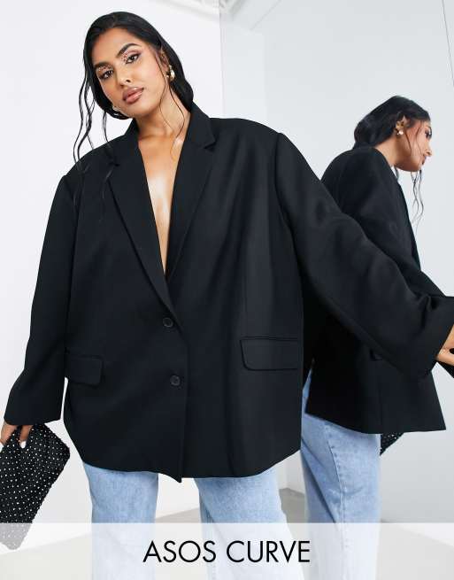 ASOS EDITION Curve – Svart maskulin kavaj i oversize