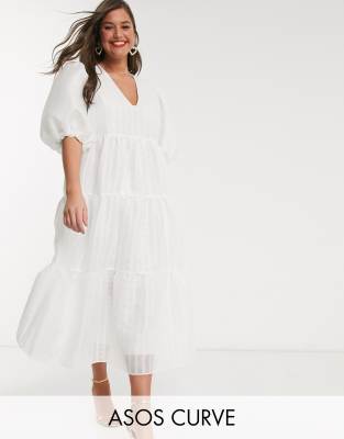 asos plus white dress