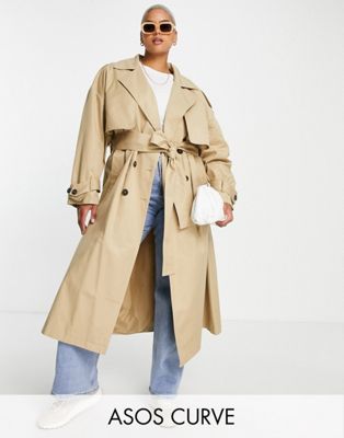 EDITION Curve trench coat with tie in camel - Click1Get2 On Sale