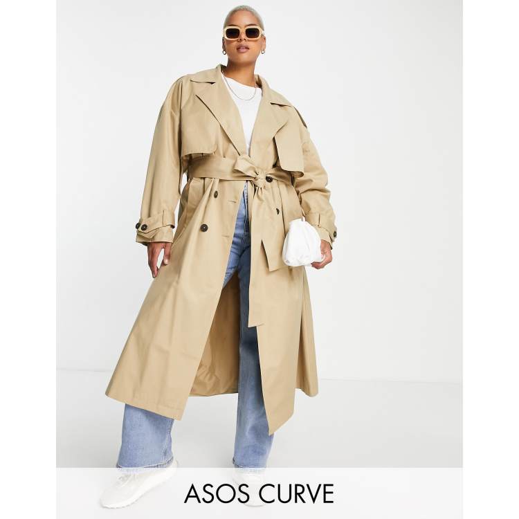 ASOS EDITION Curve trench coat with tie in camel