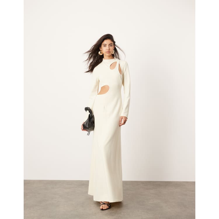 ASOS EDITION cut out long sleeve maxi dress in cream | ASOS