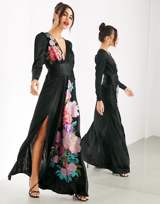ASOS EDITION cut out maxi dress with placement embroidery