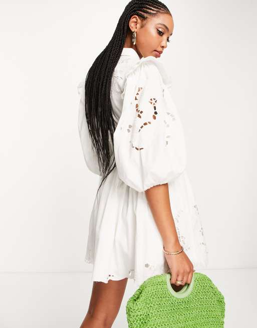 Asos white embroidered outlet dress