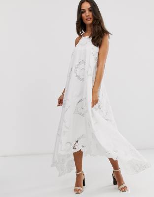 white halter swing dress