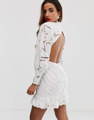 asos edition sequin cutwork open back mini dress