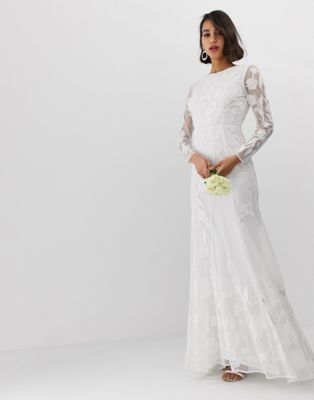 ASOS EDITION – Dekorerad bröllopsklänning med applikation-Vit