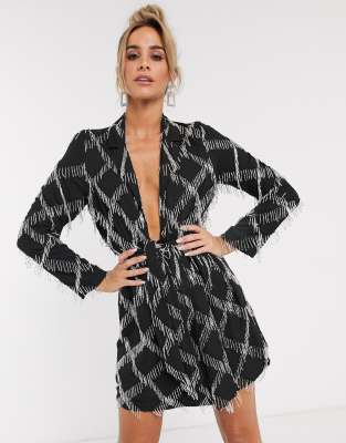 fringe blazer dress