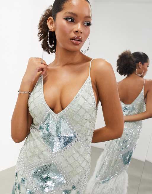 Silver blue deals sequin dress