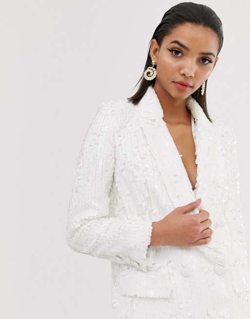 Asos white best sale sequin suit