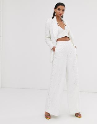 asos white sequin suit