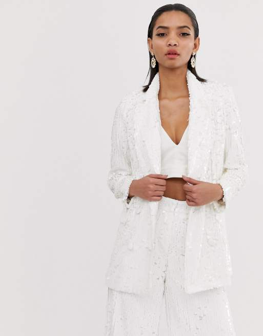 ASOS EDITION - Double-breasted blazer met lovertjes en broek met wijde pijpen, 2 van 3