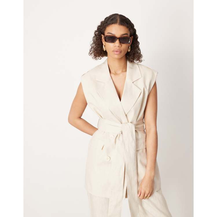 ASOS EDITION double breasted sleeveless blazer with belt in