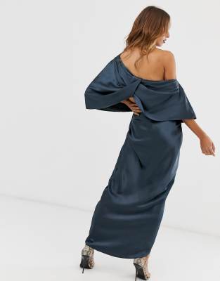 satin asymmetric maxi skirt