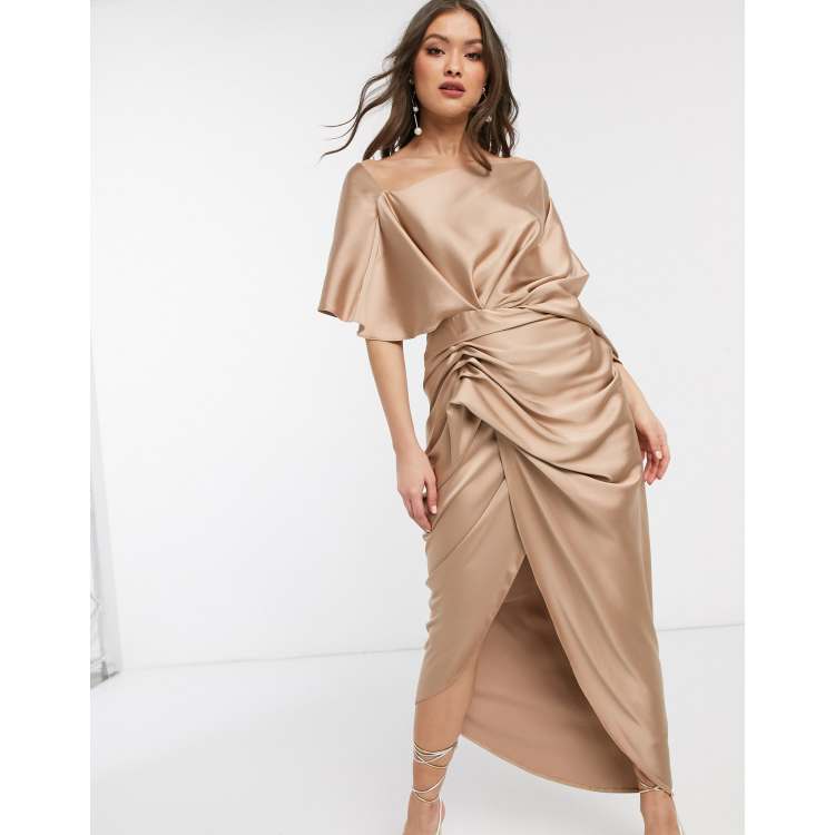 Asos edition asymmetric drape dress sale in velvet