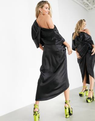 asos edition asymmetric drape dress in velvet