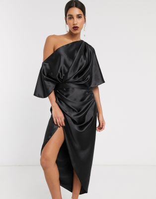 ASOS EDITION drape asymmetric maxi dress in satin | ASOS