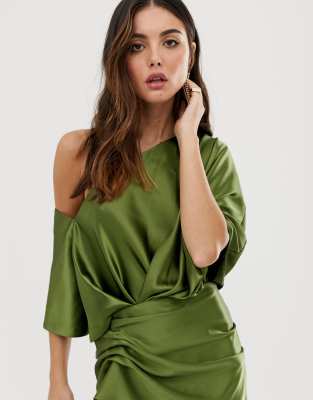 green satin dress asos