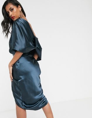 asos edition asymmetric drape dress in velvet