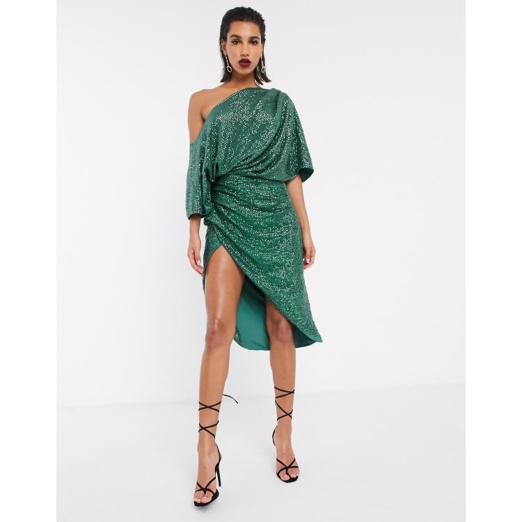 ASOS EDITION drape asymmetric midi dress in satin