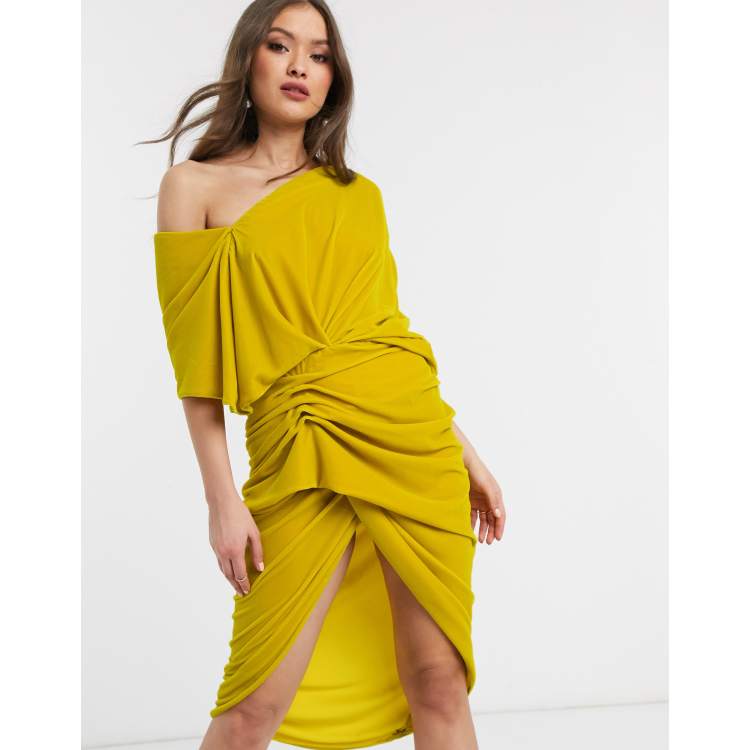 Asos edition asymmetric drape dress sales in velvet